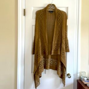 Etcetera Boho Chic Crocheted Asymmetrical Knit Cardigan Hippie Sweater Size XS